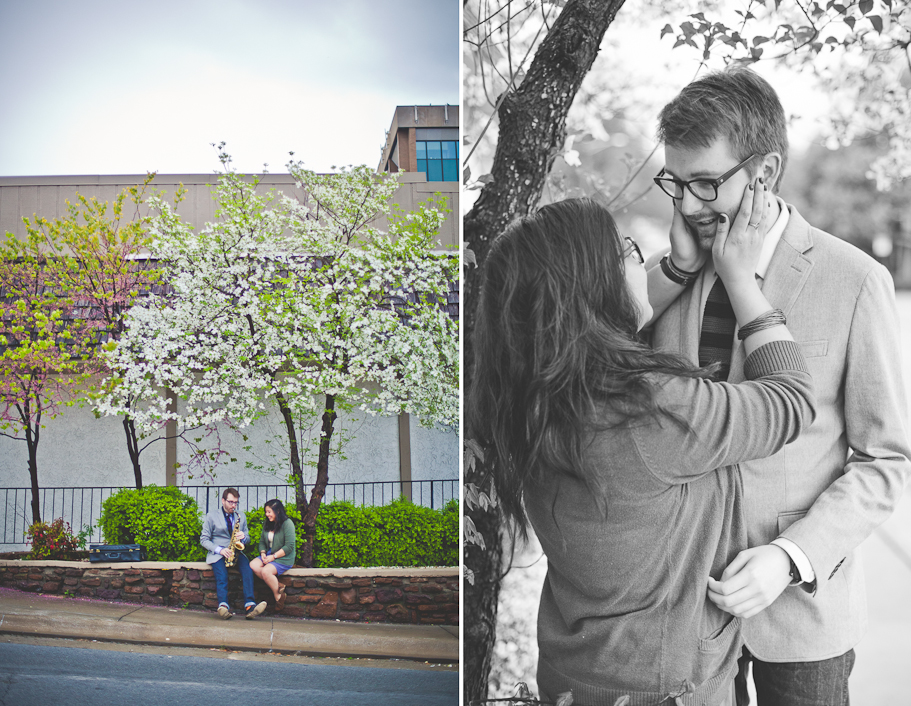 Couple under a blossoming tree