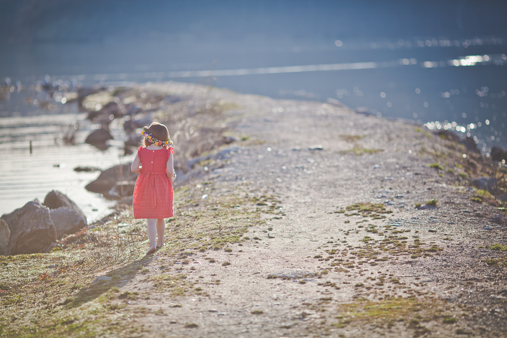 Child wearing flower crown