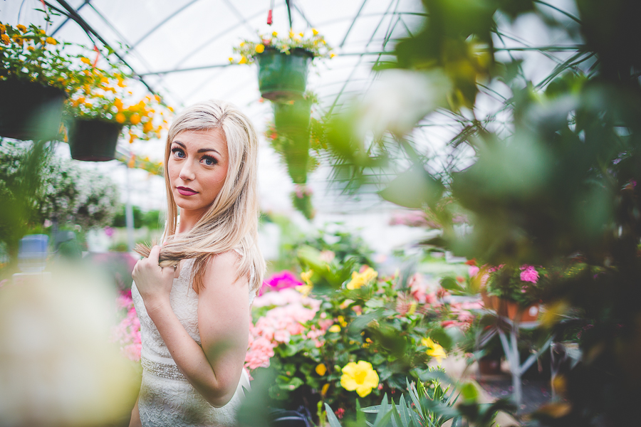 Bridal Portraits in a Greenhouse | Fayetteville Arkansas Wedding Photographer in Arkansas - lissachandler.com