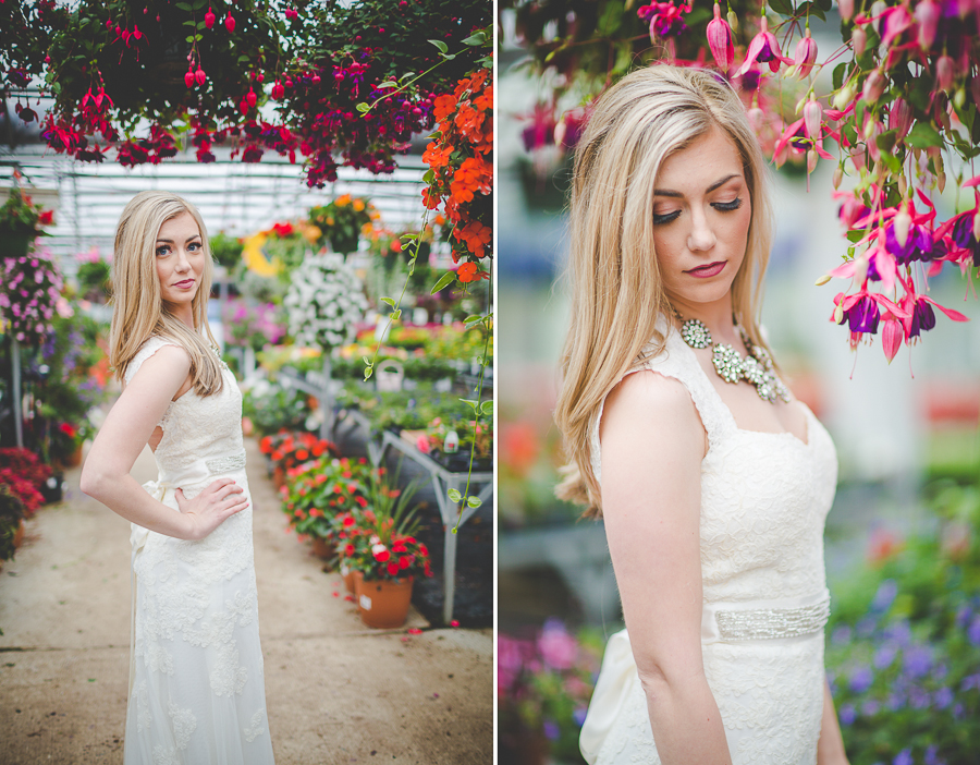 Bridal Portraits in a Greenhouse | Fayetteville Arkansas Wedding Photographer in Arkansas - lissachandler.com