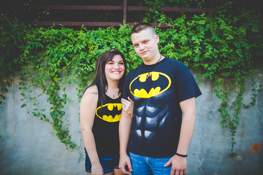 Engagement Photographs with Batman Shirts
