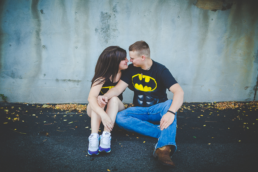 Engagement Photographs with Batman Shirts