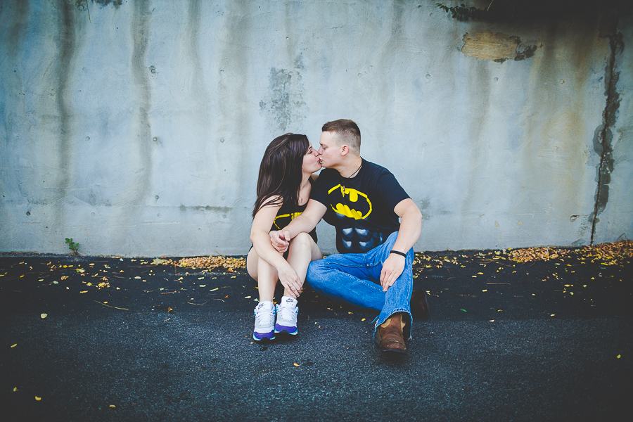 Engagement Photographs with Batman Shirts