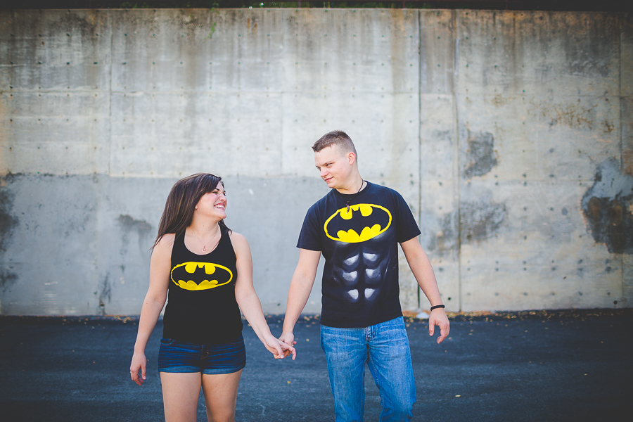 Engagement Photographs with Batman Shirts
