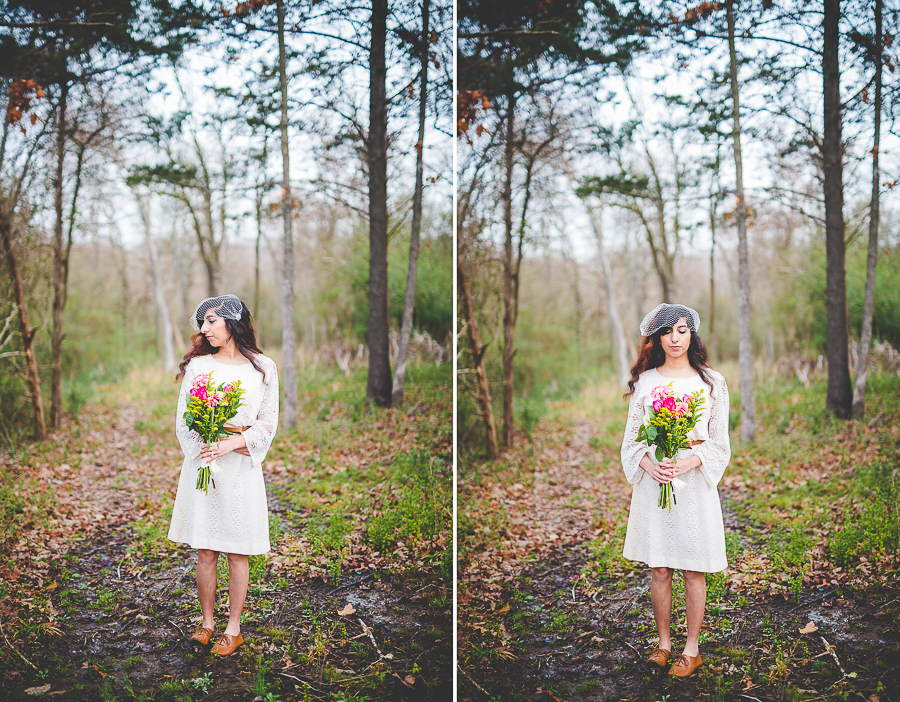 Bridal Session with Vintage Shift Dress and Raincoat, Simple ways to style a bride, lissachandler.com