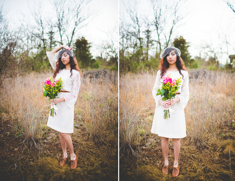 Bridal Session with Vintage Shift Dress and Raincoat, Simple ways to style a bride, lissachandler.com
