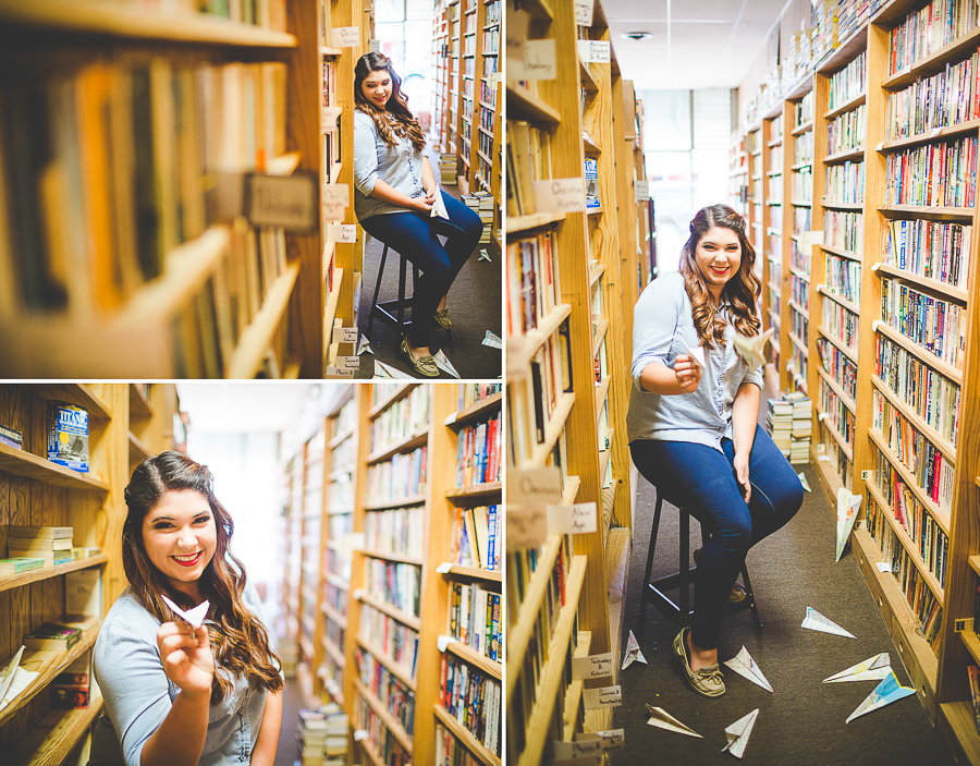 Fayetteville Senior Photographer, Senior Portraits in Bookstore, lissachandler.com