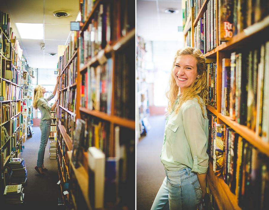 Fayetteville Senior Photographer, Senior Portraits in Bookstore, lissachandler.com