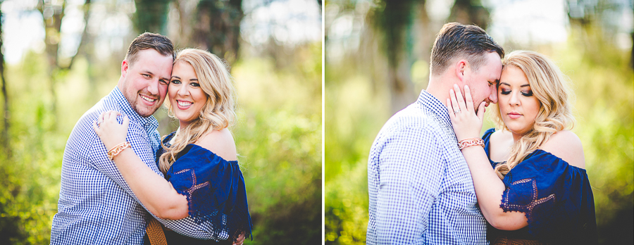 NWA Couples and Wedding Photographer, Springtime Engagement Photographs in a forest