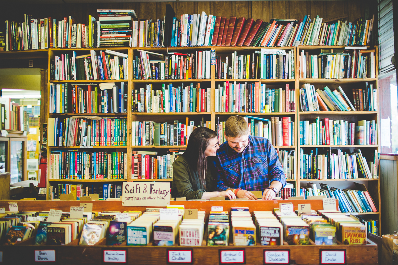 nwa-engagement-photographs-lauren-and-collier-lissachandler-com-21 Engagement Session with Books, Bookstore Engagements, Dickson Street Bookshop