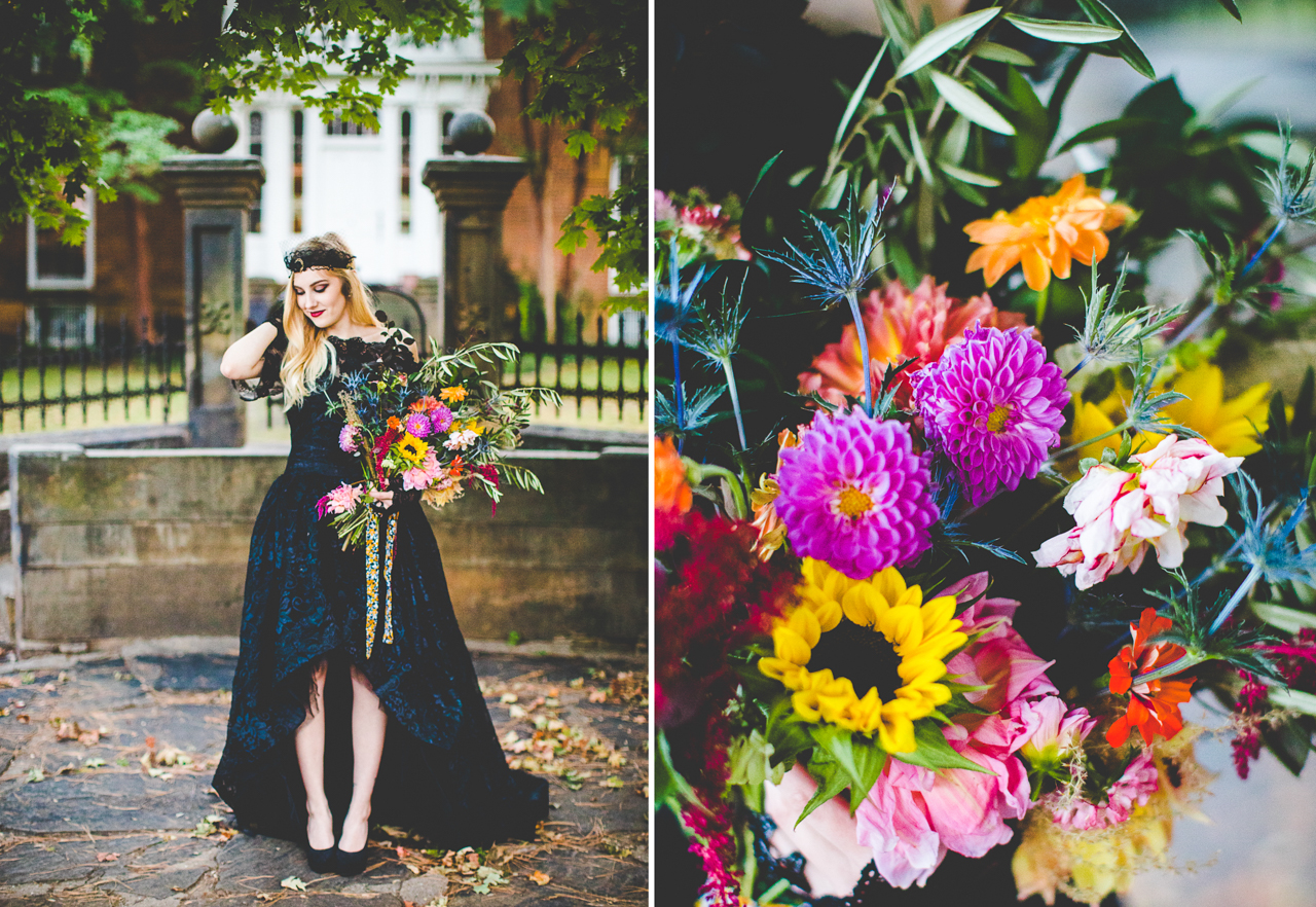 Arkansas Wedding Photographer, Styled Bridals with Black Wedding Dress