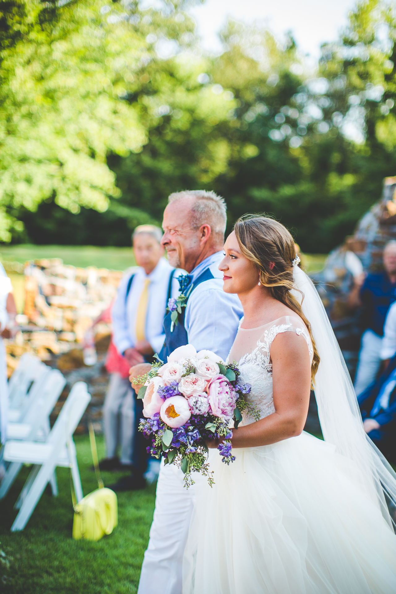 Summer Wedding At Safras Springs Lissa Chandler Photography Wedding In July Bride Walks Down Aisle At Safras Springs Vineyard