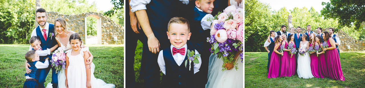 bridal party portraits at sassafras springs vineyard