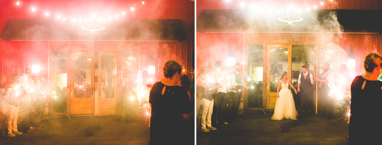 Sparkler Exit at Sassafras Springs in Springdale | Fayetteville Wedding Photographer 