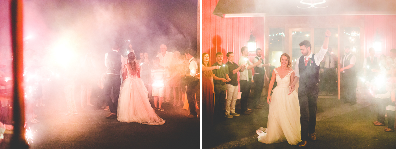 Smoky Sparkler Exit at Wedding
