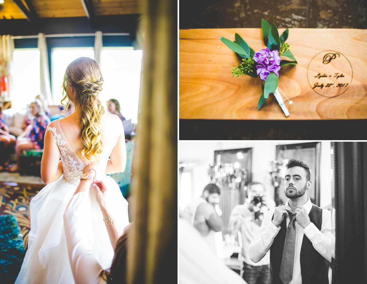 bride and groom get ready on wedding day, summer wedding in arkansas, lissa chandler photography 