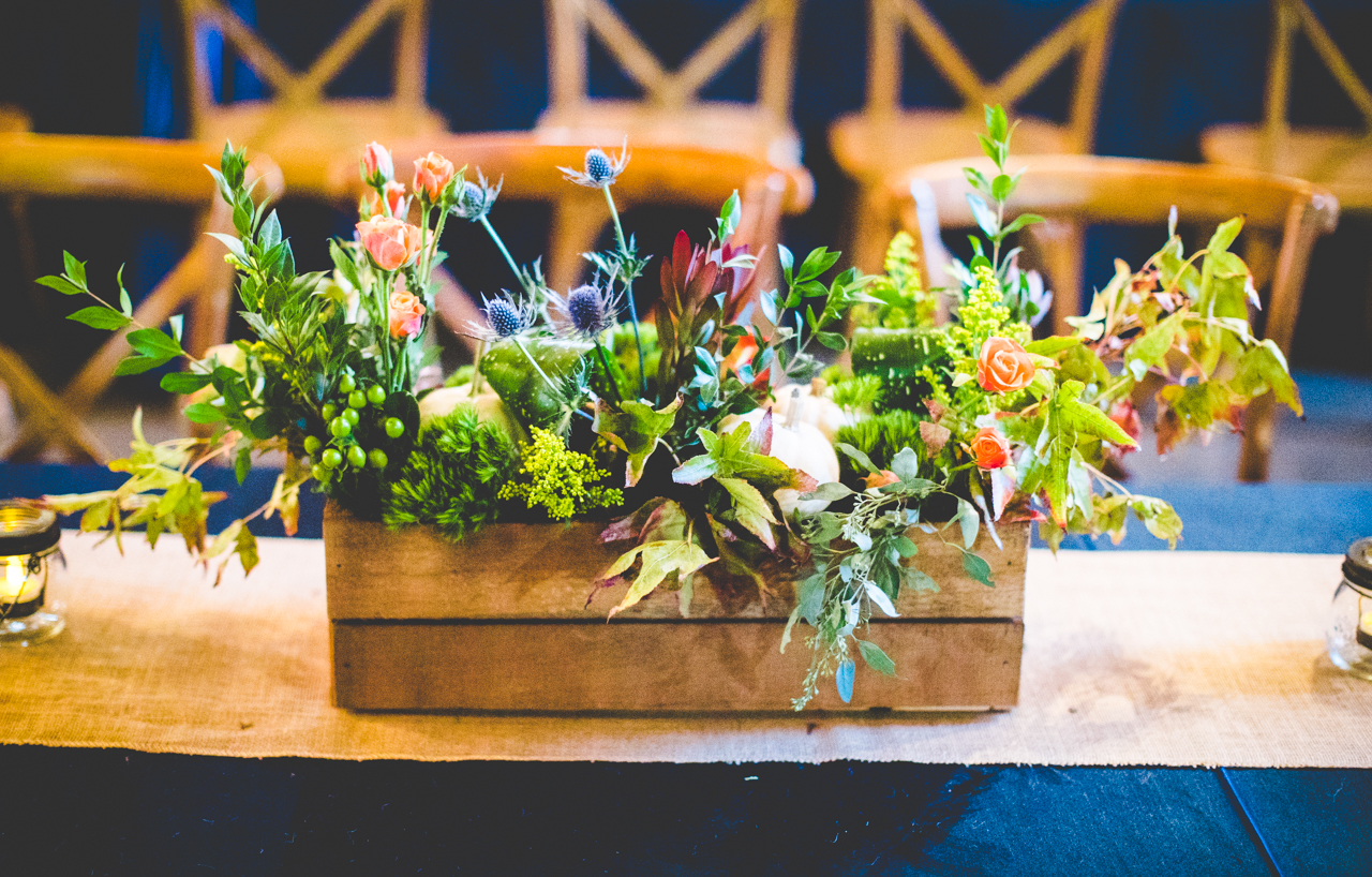 Fayetteville Arkansas Wedding Photographer, Fall Wedding at Pratt Place Barn, Carolyne and Adam-10 Fall 2017 Wedding Centerpiece at Pratt Place | Lissa Chandler Photography