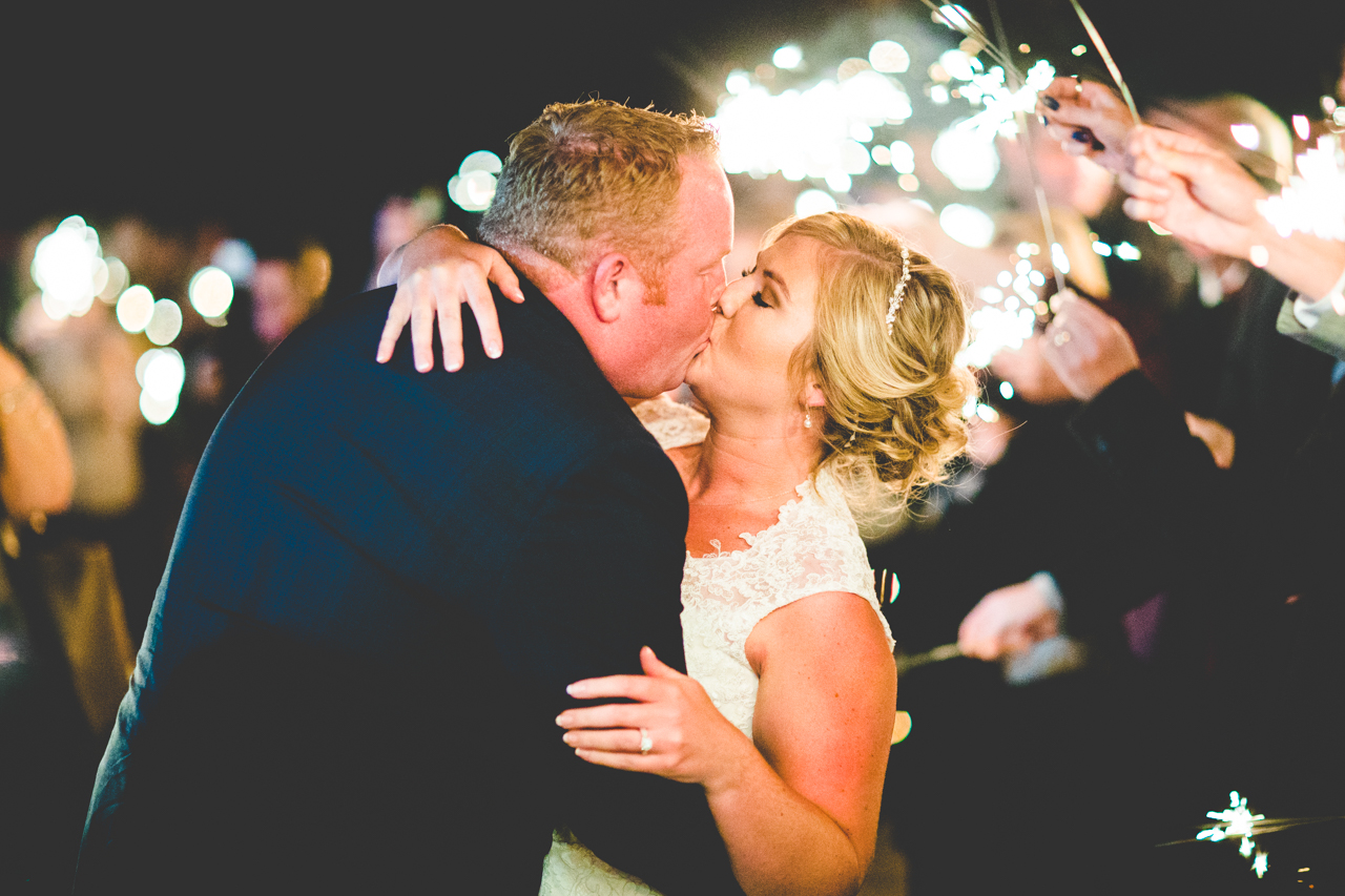 Fayetteville Arkansas Wedding Photographer, Fall Wedding at Pratt Place Barn, Carolyne and Adam-16 Sparkler exit at Pratt Place Inn & Barn | Lissa Chandler Photography