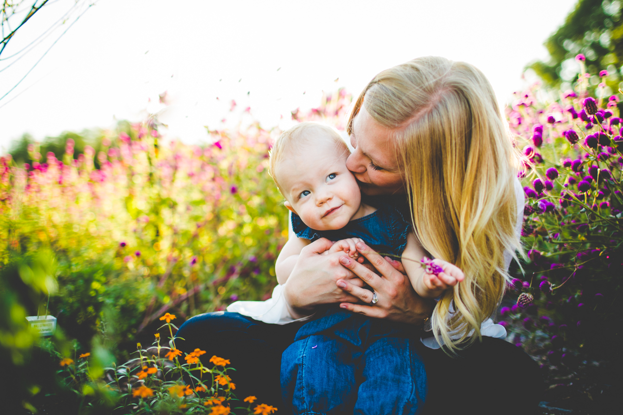 Family Photographs in Fayetteville, Leah and Daniel | Lissa Chandler Photography-5 Mother Daughter Photograph with Flowers