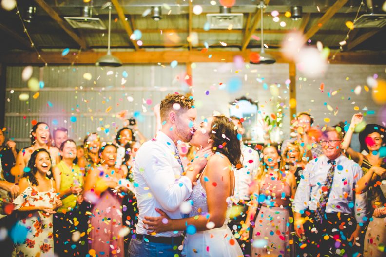 confetti exit bride and groom