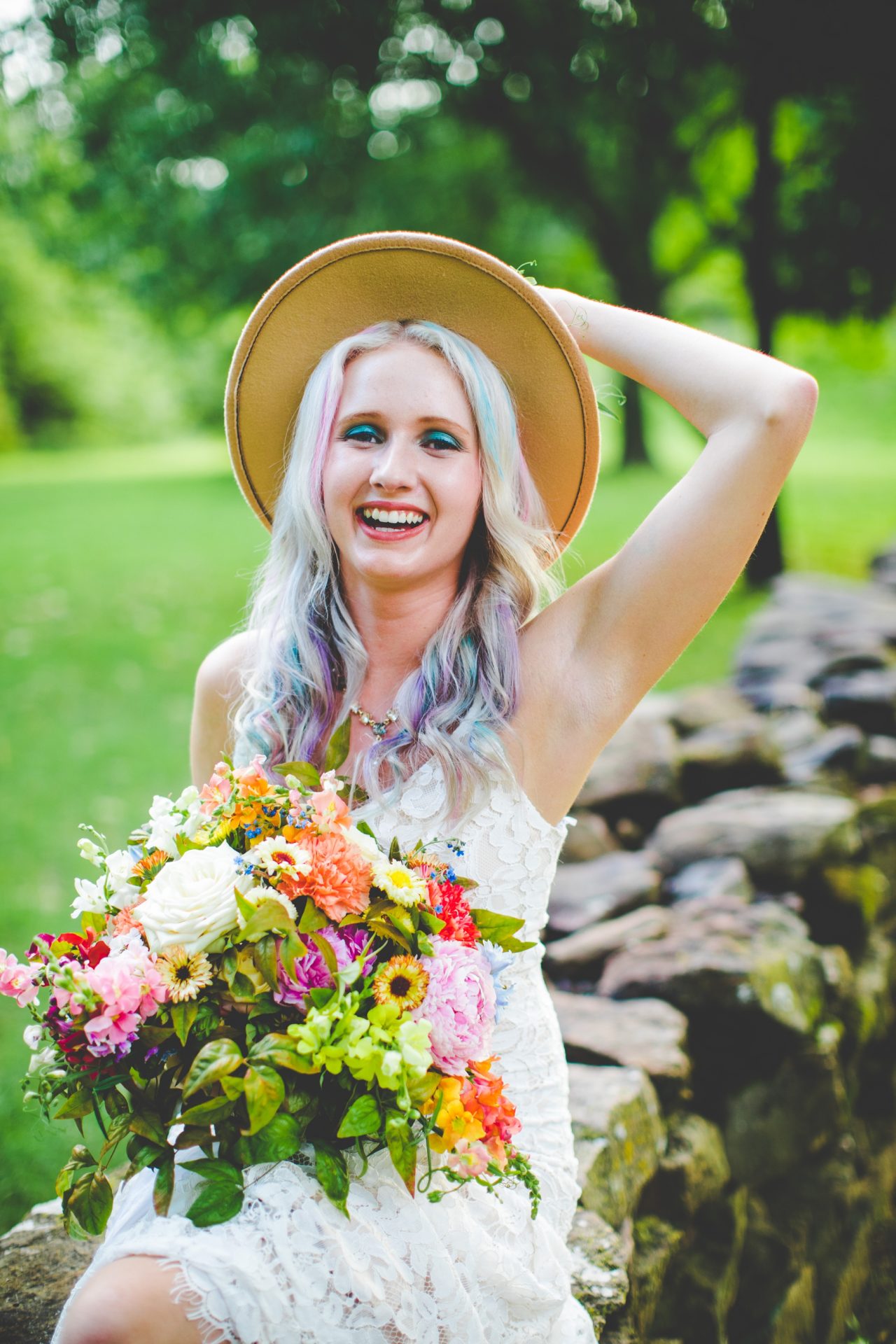 Bride with Colorful Hair, Arkansas Wedding Photographer 