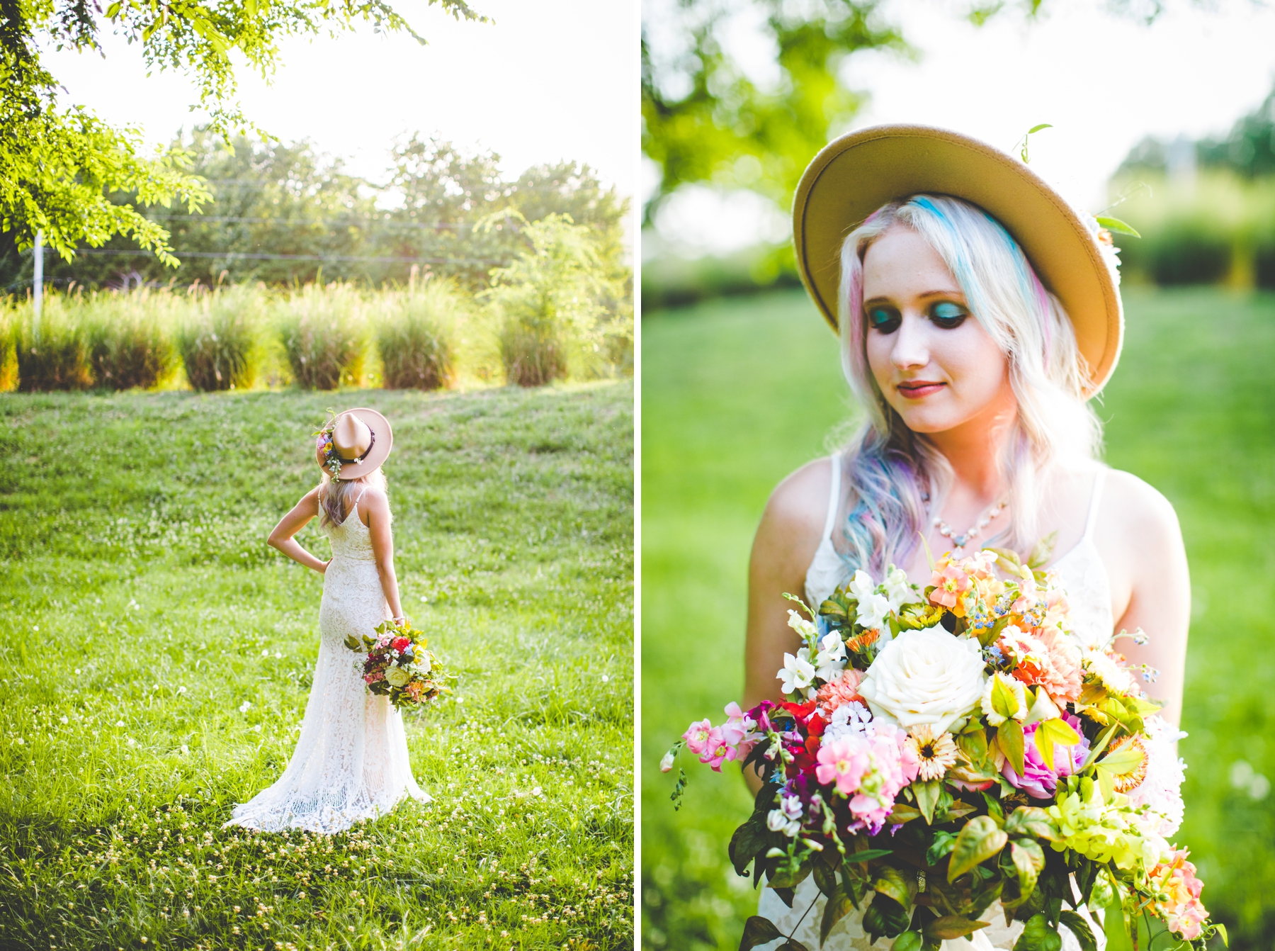 Bride with Colorful Hair, Arkansas Wedding Photographer 