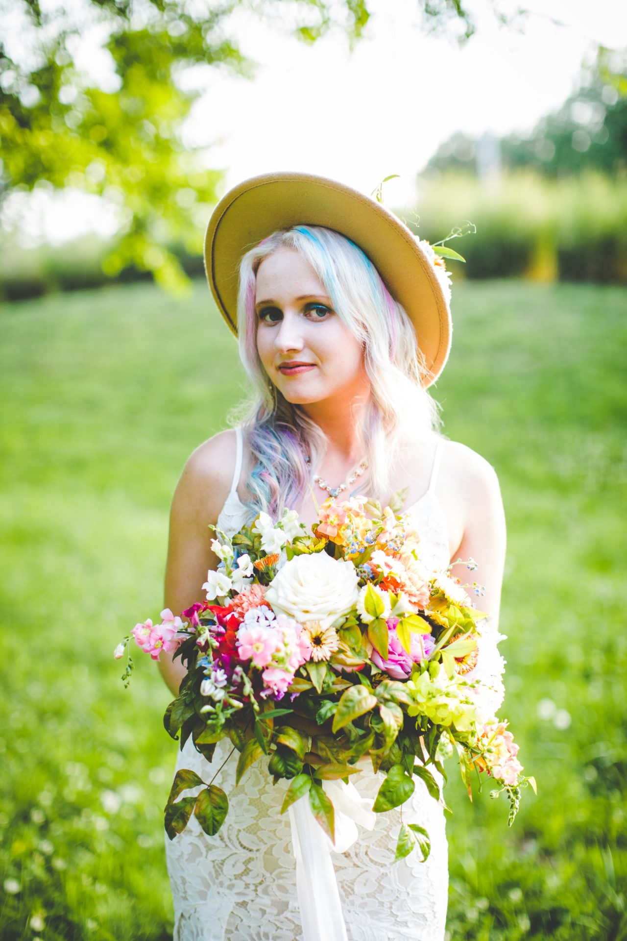 Bride with Colorful Hair, Arkansas Wedding Photographer 