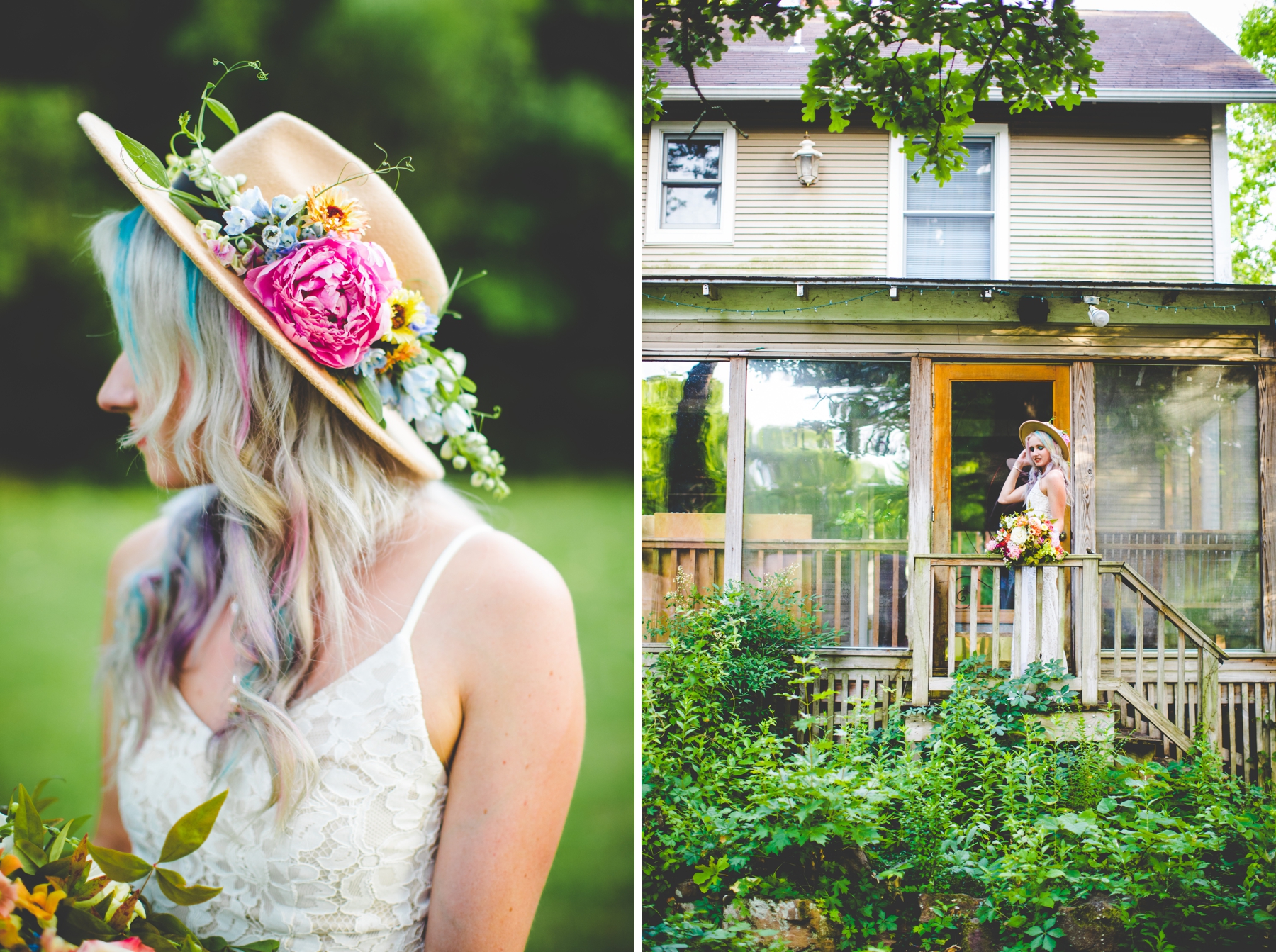 Bride with Colorful Hair, Arkansas Wedding Photographer 