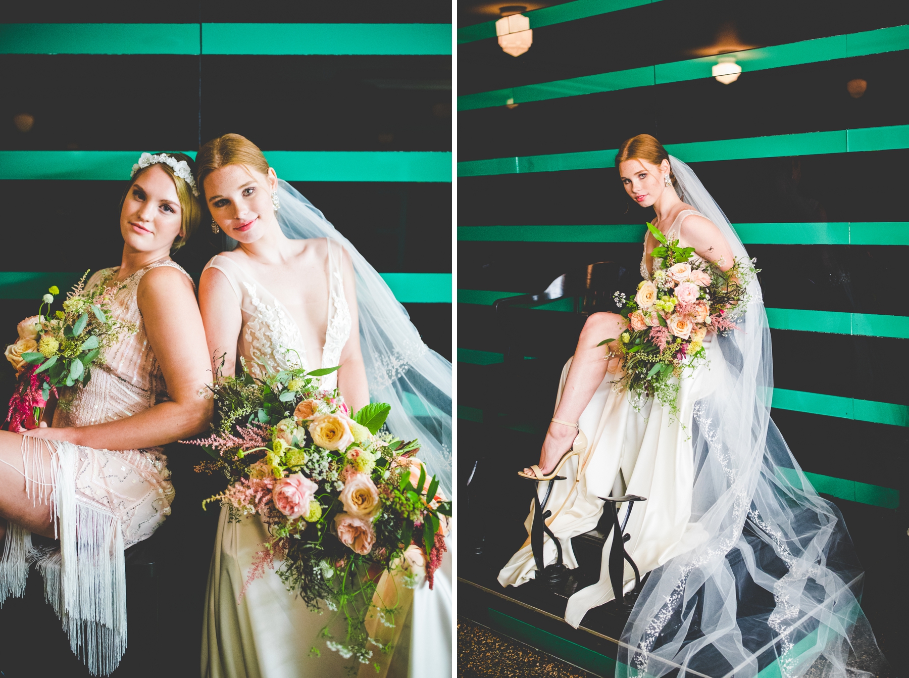 Vintage Bride and Bridesmaid Photos at the Hermitage Hotel, Southern Wedding Photographer Lissa Chandler