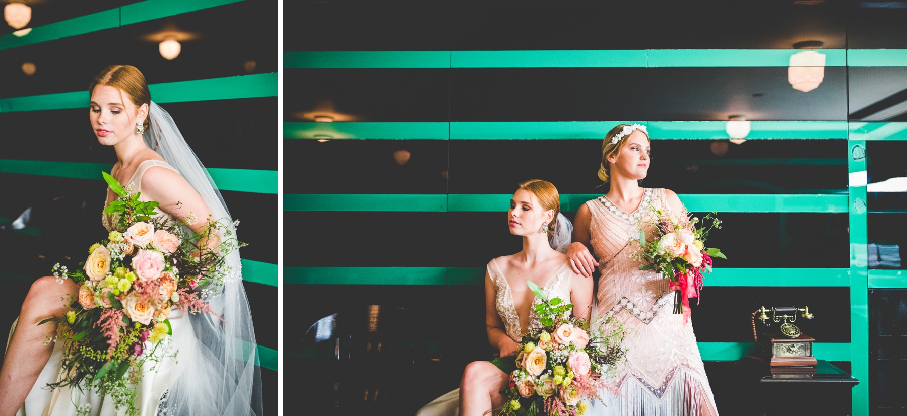 Vintage Bride and Bridesmaid Photos at the Hermitage Hotel, Southern Wedding Photographer Lissa Chandler