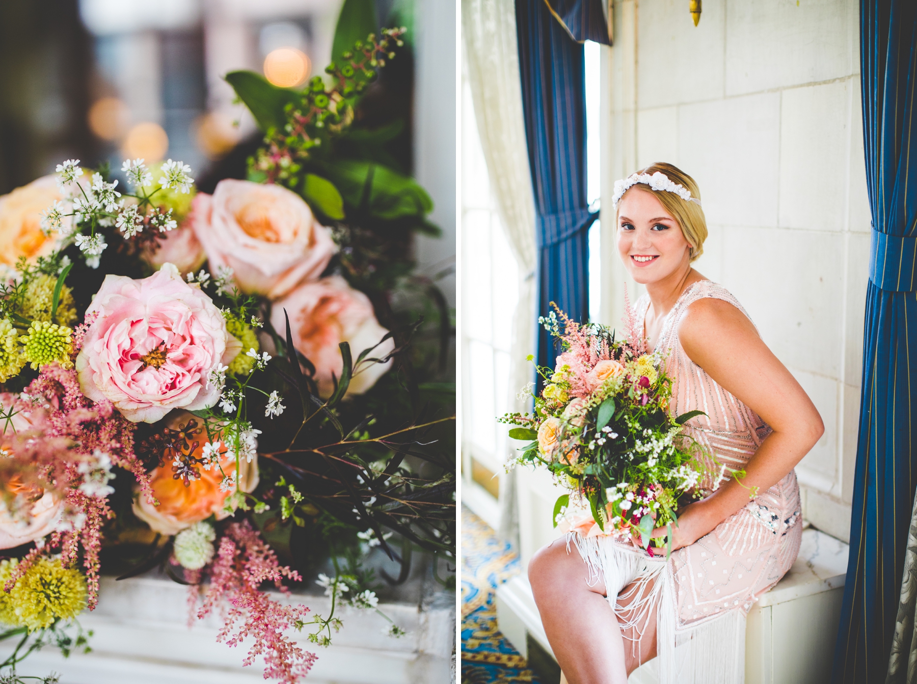 Vintage Bride and Bridesmaid Photos at the Hermitage Hotel, Southern Wedding Photographer Lissa Chandler