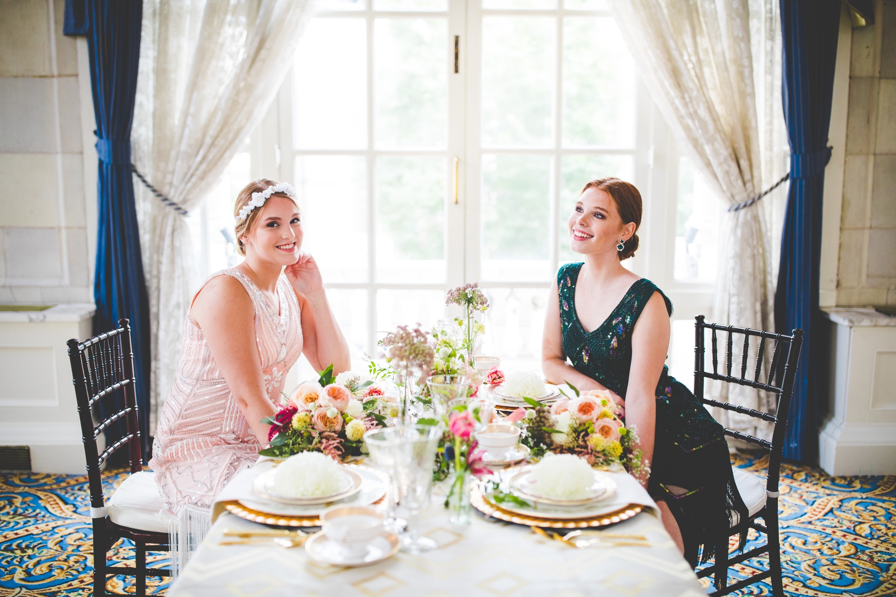 Gold and White Vintage Wedding Tablescape, Nashville TN Wedding at Hermitage Hotel