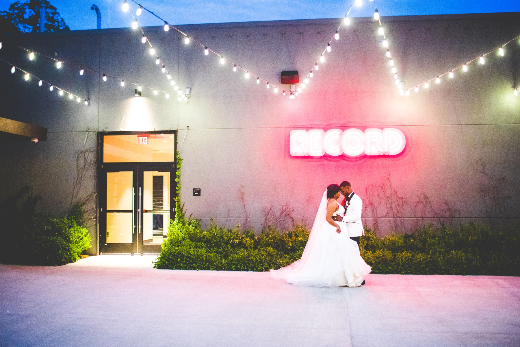 Bride and Groom Night Portraits, Unique Wedding Portraits, Bentonville Wedding Photographer