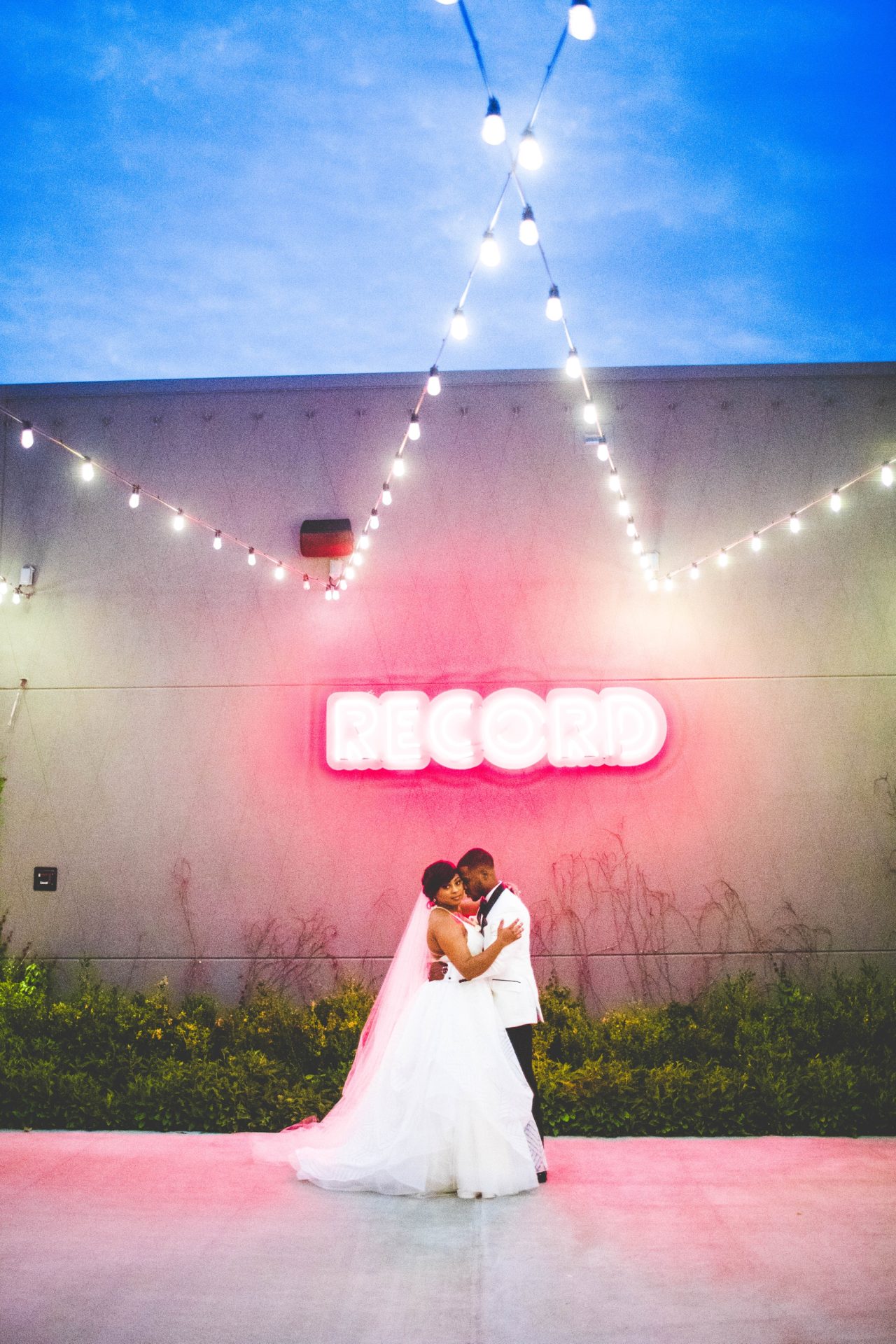 Bride and Groom Night Portraits, Unique Wedding Portraits, Bentonville Wedding Photographer