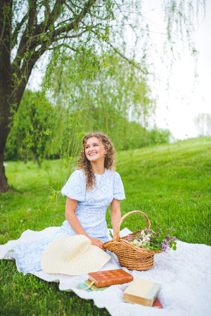 picnic setup for senior photos