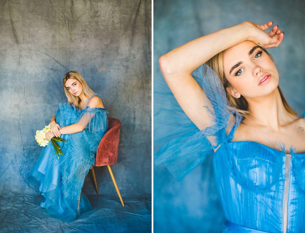 blue wedding dress for rent