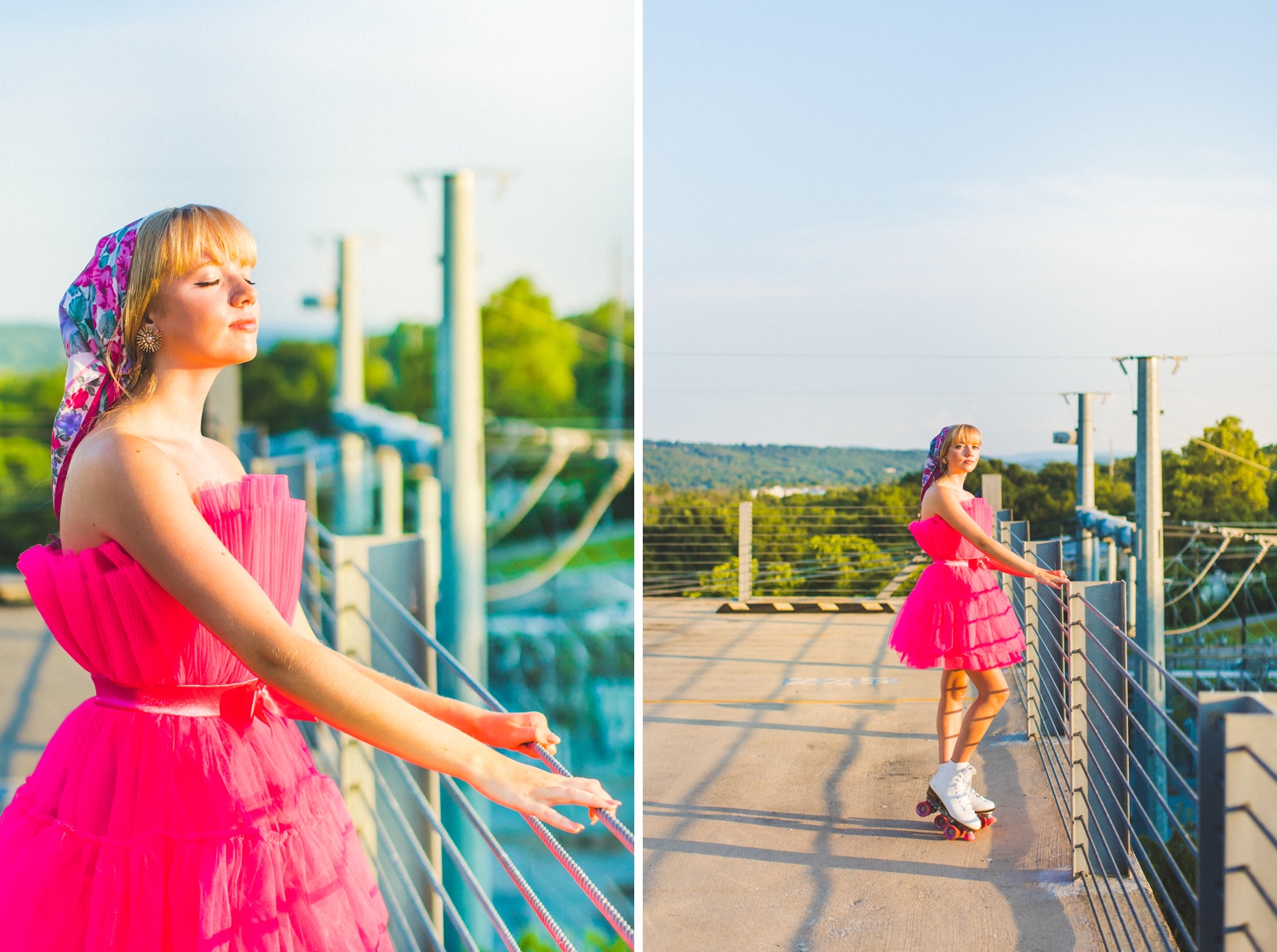pink tulle dress for senior photos
