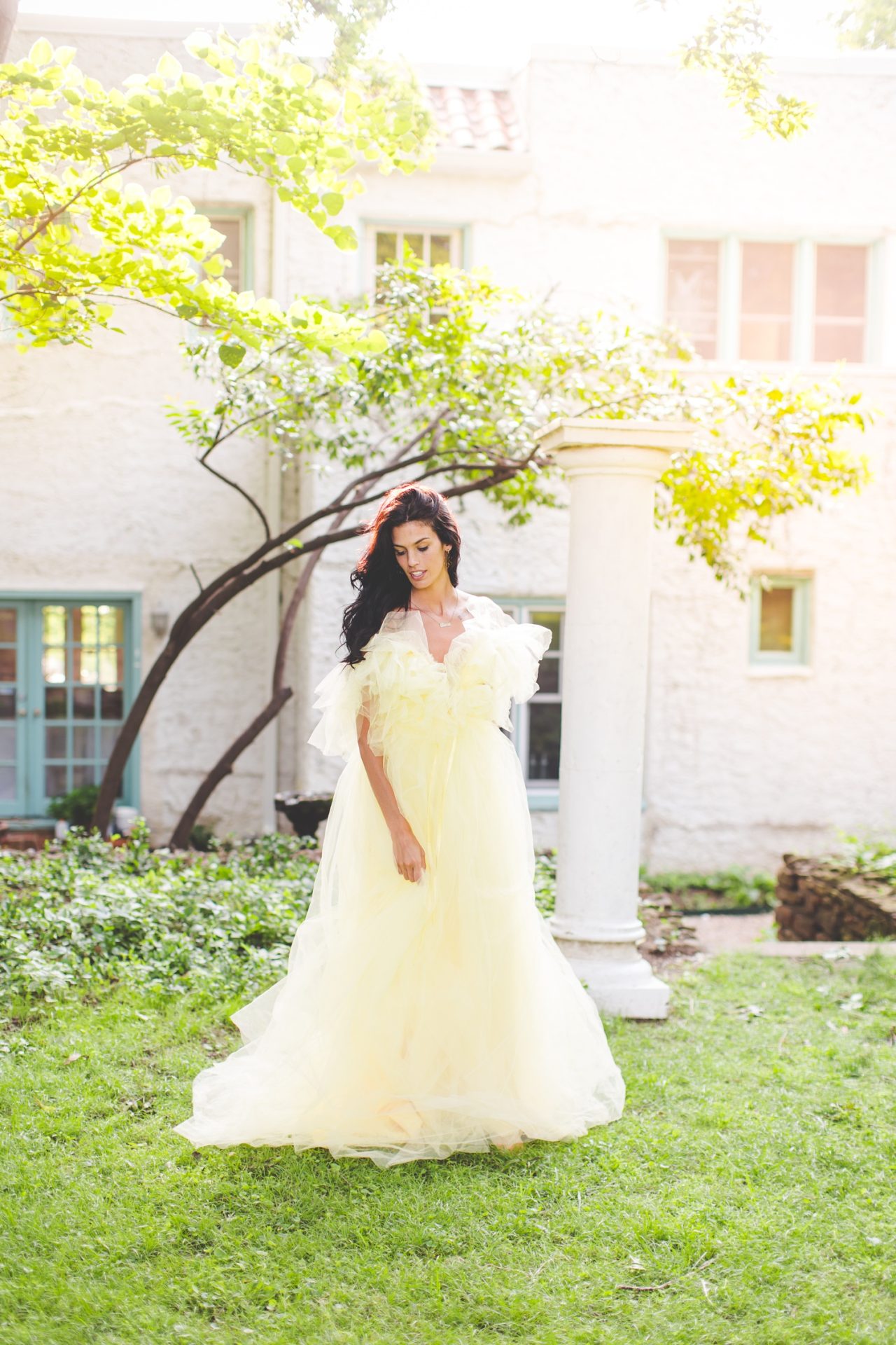 Editorial Wedding Photography of Model in Huge Yellow Tulle Dress, Fayetteville Arkansas Wedding Photographer Lissa Chandler