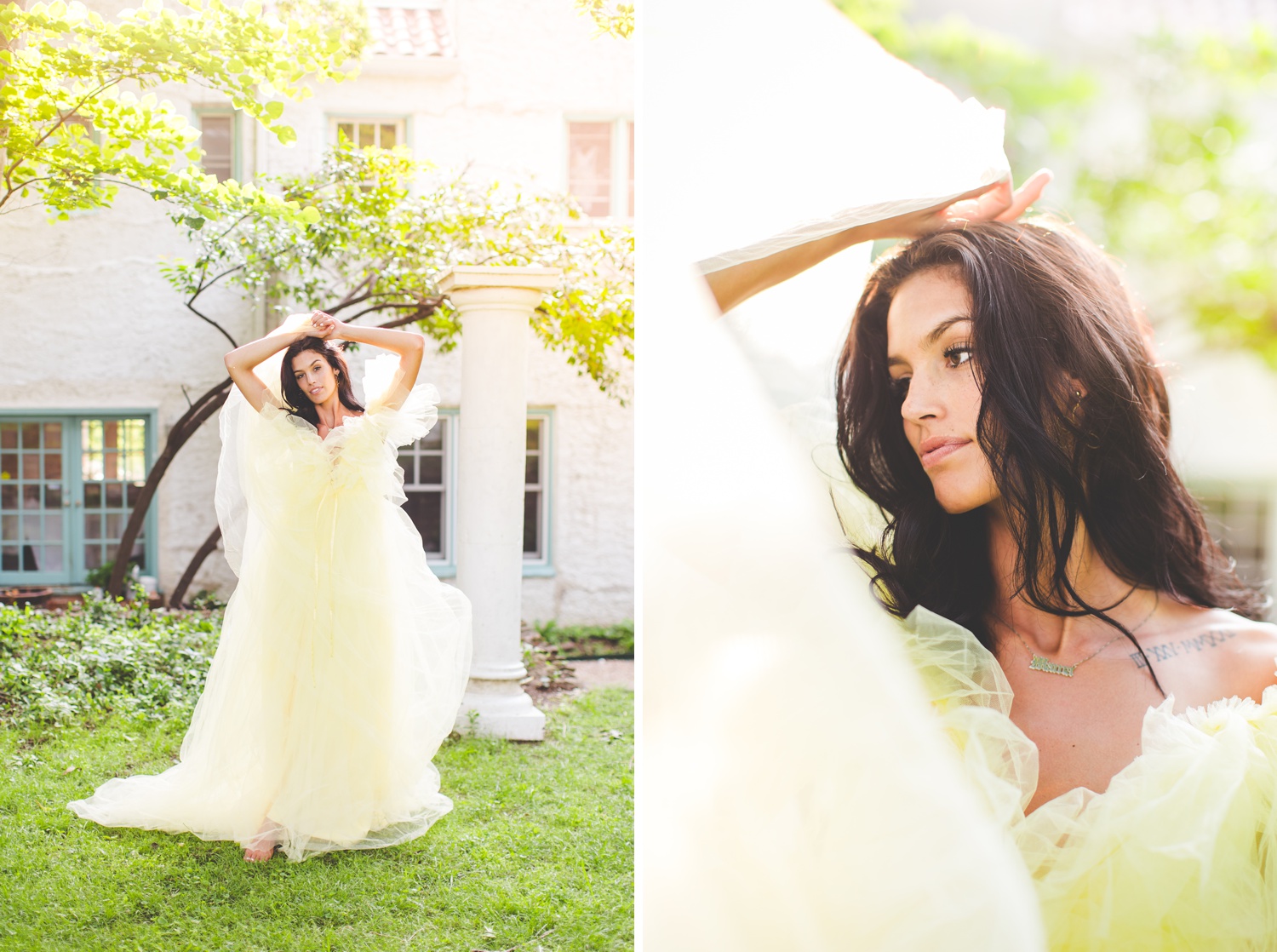Editorial Wedding Photography of Model in Huge Yellow Tulle Dress, Fayetteville Arkansas Wedding Photographer Lissa Chandler