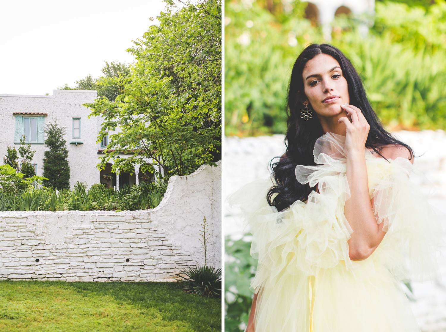 Bridal Model Wearing Yellow Wedding Dress in Tulsa Oklahoma