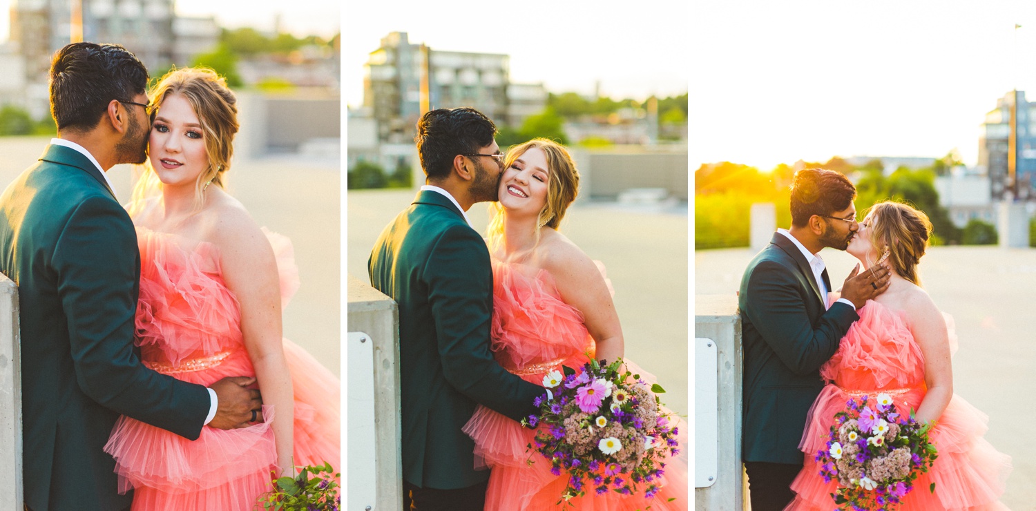 parking garage engagement photographs with disco balls by Lissa Chandler 