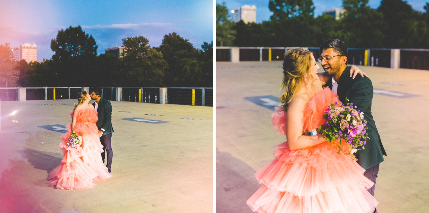 bride and groom photographs with unique light by Arkansas wedding photographer 