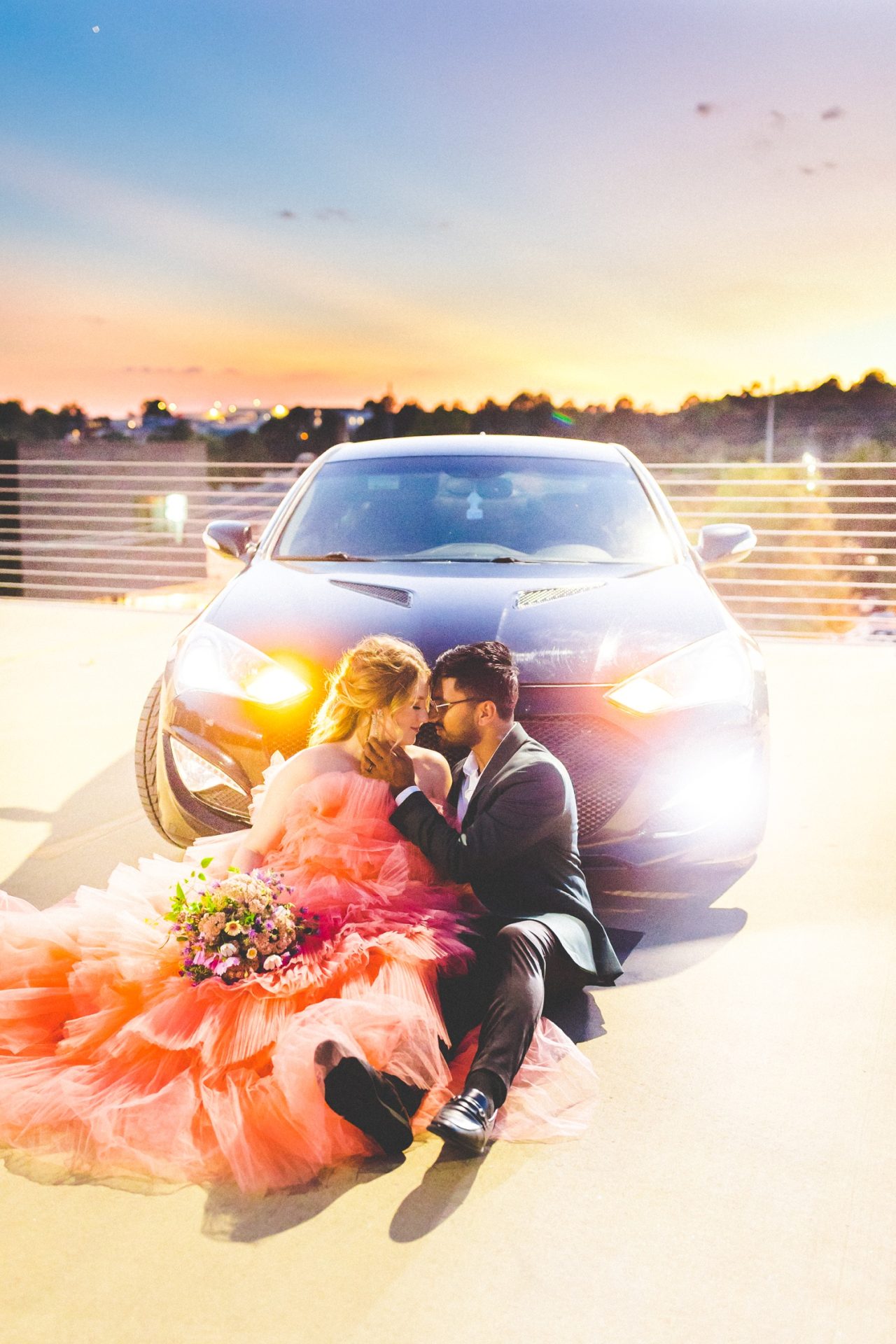 bride and groom photographs with unique light by Arkansas wedding photographer 