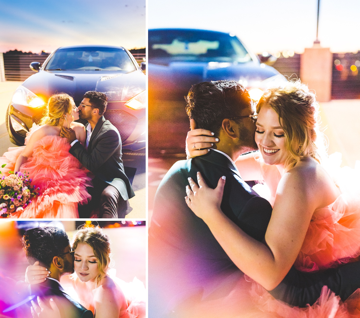 bride and groom photographs with unique light by Arkansas wedding photographer 