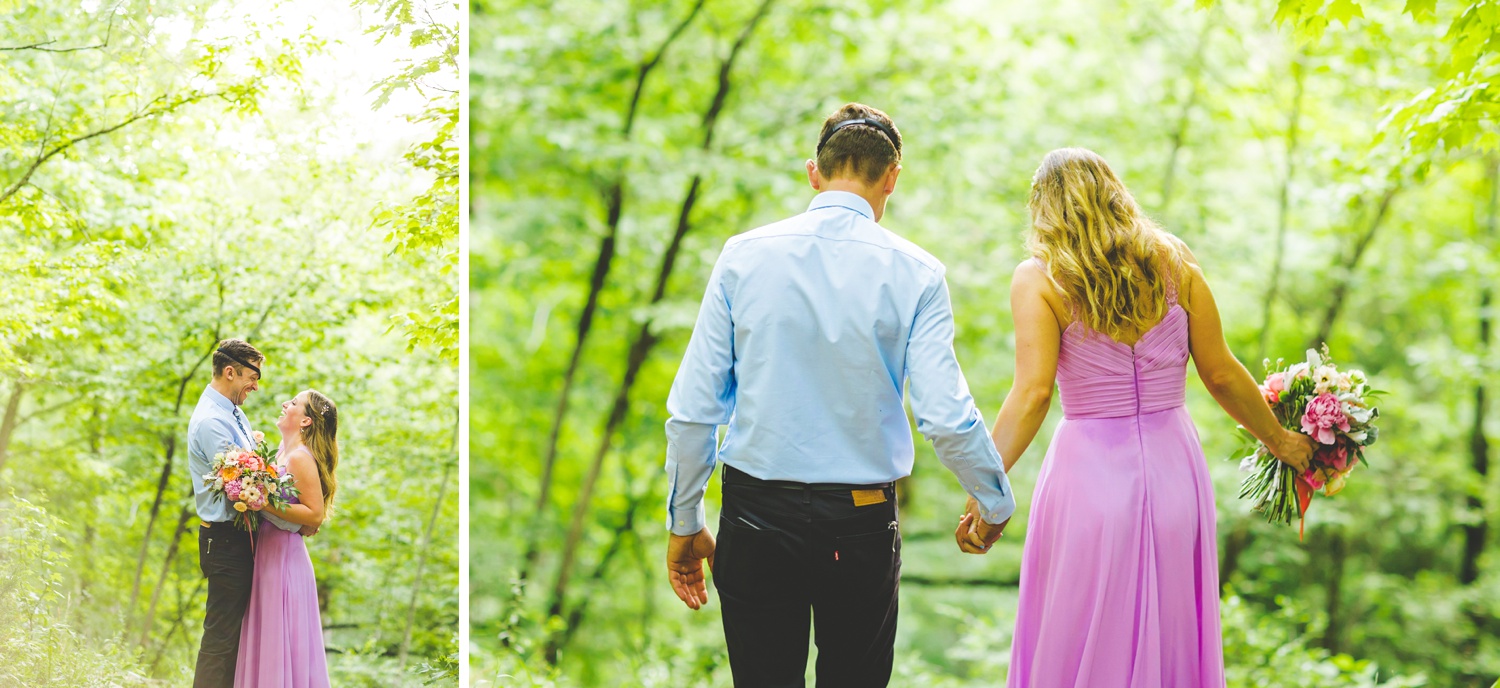 Hiking Elopement with Bride in Purple Dress