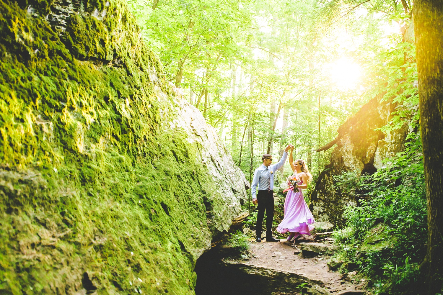 Nature Wedding with Bride in Purple Dress