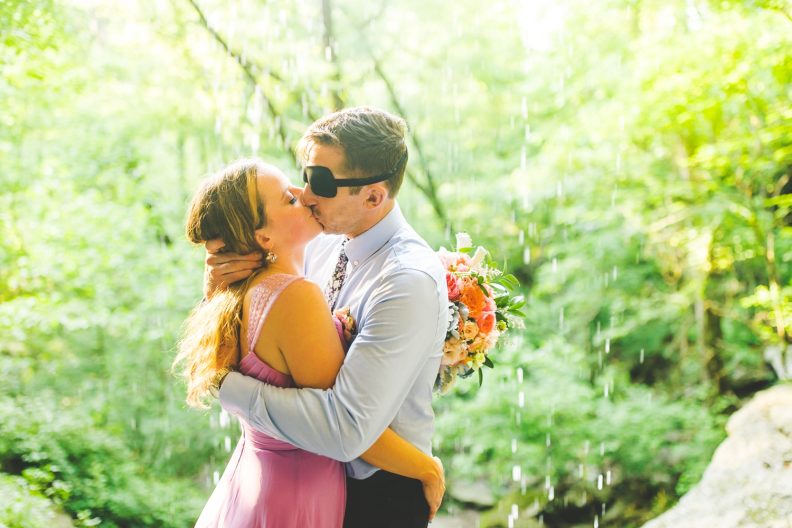 Nature Wedding with Bride in Purple Dress