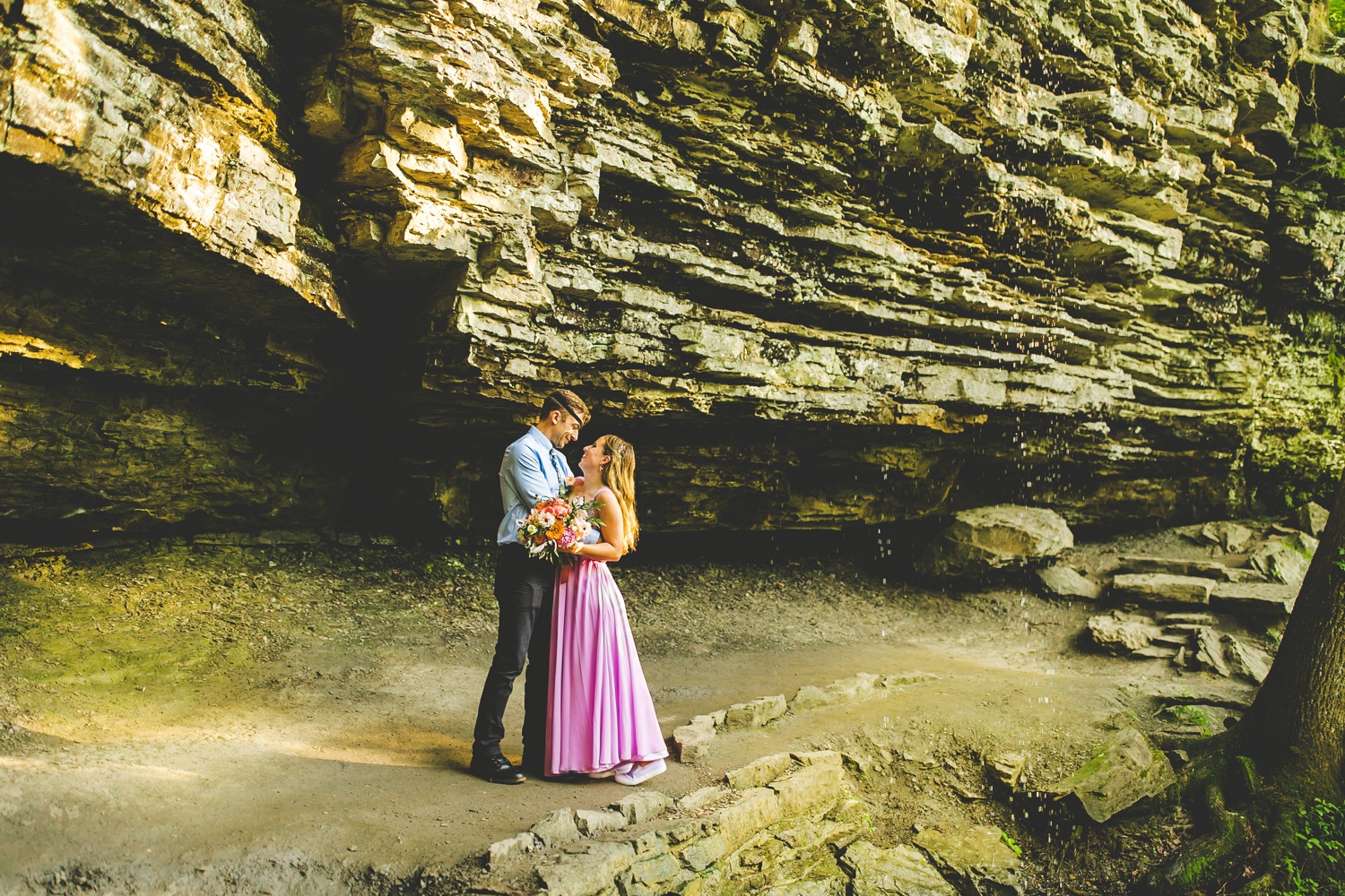 Nature Wedding with Bride in Purple Dress