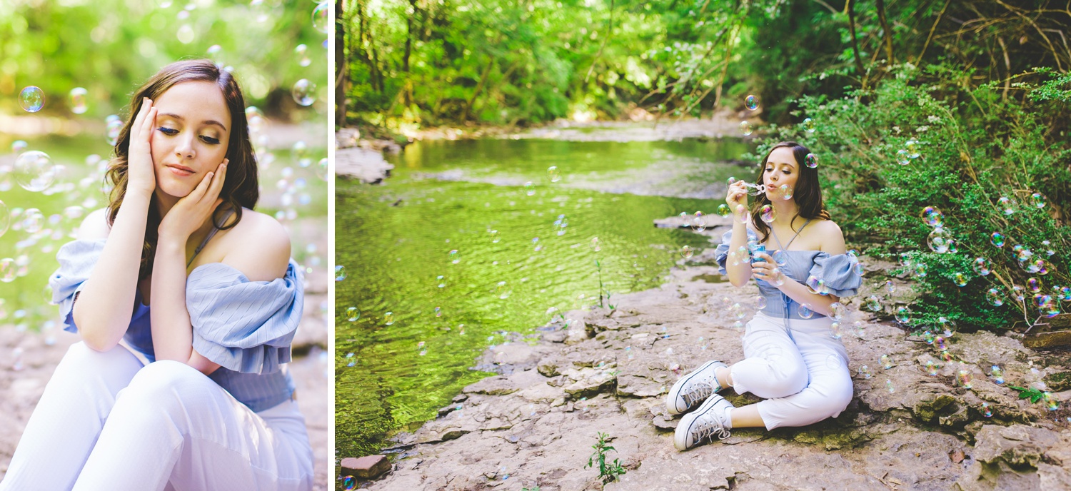 senior photographs in fayetteville arkansas taken at creek