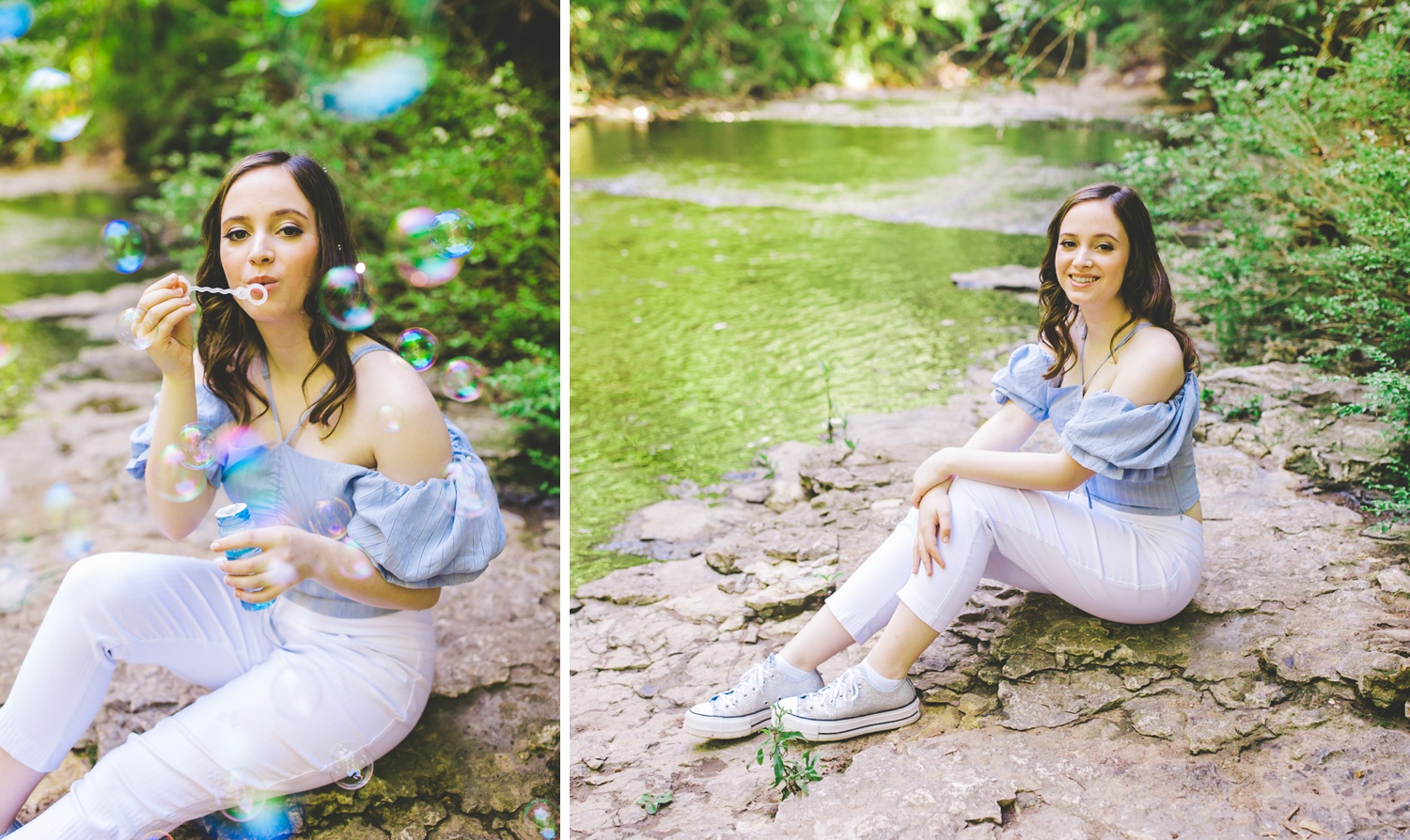 senior photographs in fayetteville arkansas taken at creek